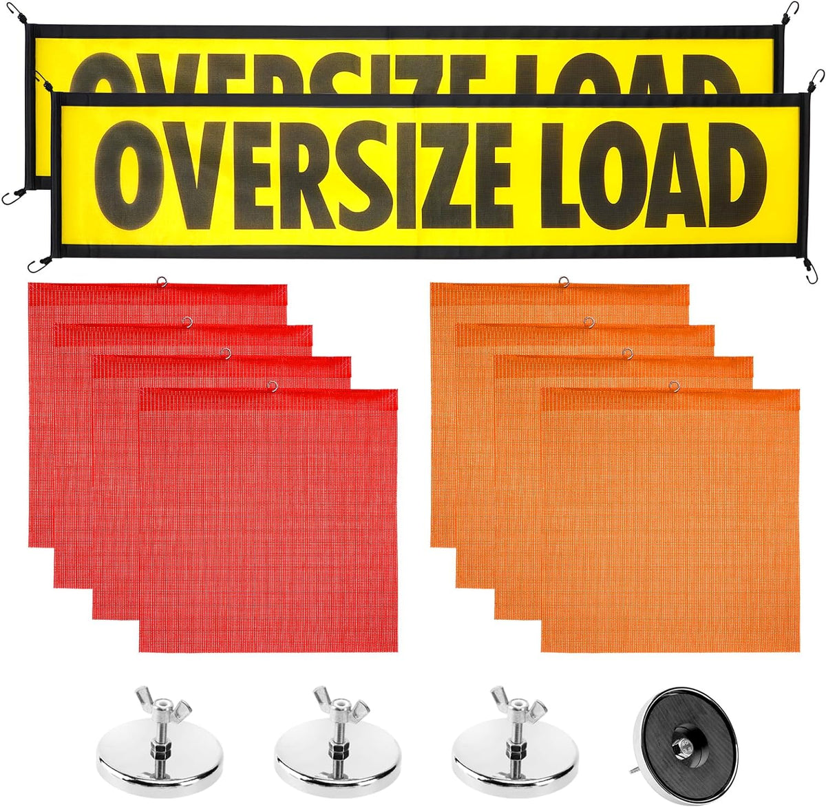 Oversize Load Flags, Red and Orange flags w/ Magnetic flag holders.