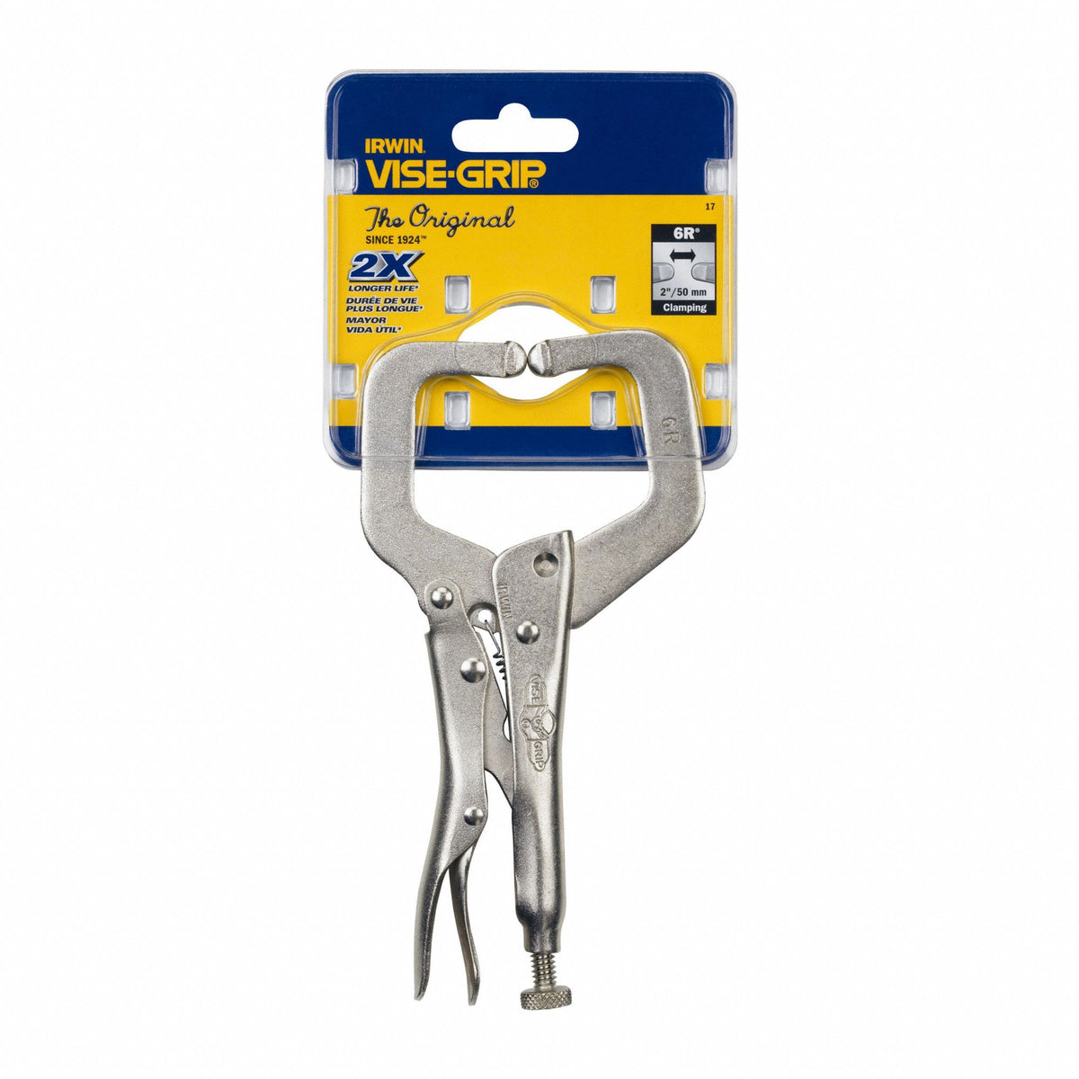 Irwin Vise-Grip Locking C-Clamp, 6 in, Fixed, Regular Tip, Easy Release Trigger, Alloy Steel