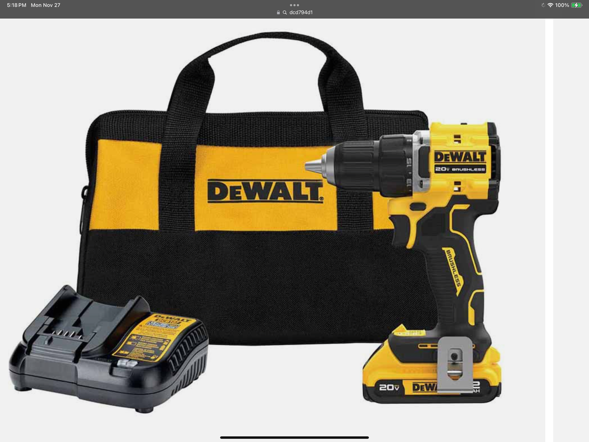 DEWALT ATOMIC 20-Volt Lithium-Ion Cordless Compact 1/2 in. Drill/Driver Kit with 2.0Ah Battery, Charger and Bag