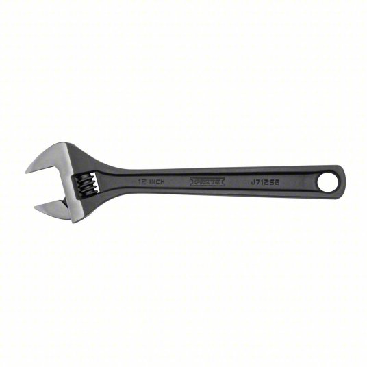 PROTO Adjustable Wrench: Alloy Steel, Black Oxide, 12 1/8 in Overall Lg, 1 19/32 in Jaw Capacity