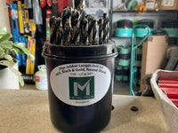 Load image into Gallery viewer, DRILLCO 1/16&quot; to 1/2&quot; by 64ths 135° Black &amp; Bronze High Speed Steel Jobbers Length Drill Set
