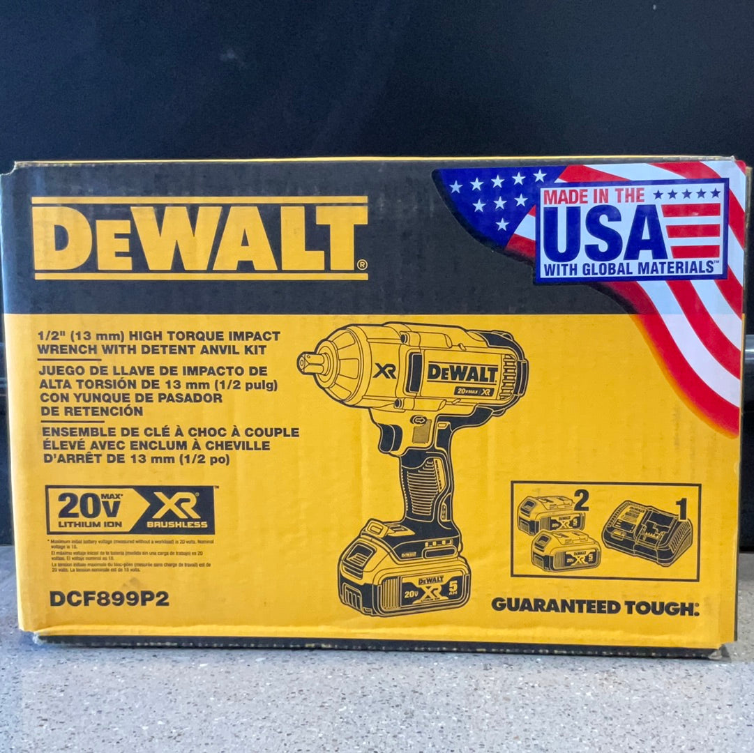 DCF899P2 20V MAX* XR® High Torque 1/2 in. Impact Wrench w. Detent Pin Anvil Kit (5.0Ah)
