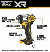 Load image into Gallery viewer, DEWALT 20-Volt Maximum XR Cordless Brushless 1/4 in. 3-Speed Impact Driver (Tool-Only)
