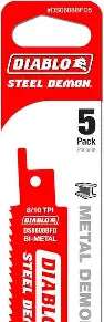 Load image into Gallery viewer, DIABLO 6 in. 8/10 TPI Steel Demon Bi-Metal Reciprocating Saw Blades for Thick Metal Cutting (5-Pack)

