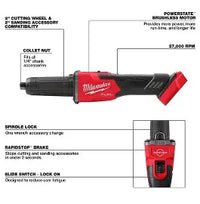 Load image into Gallery viewer, Milwaukee M18 FUEL 18V Lithium-Ion Brushless Cordless 1/4 in. Braking Die Grinder Slide Switch (Tool-Only)
