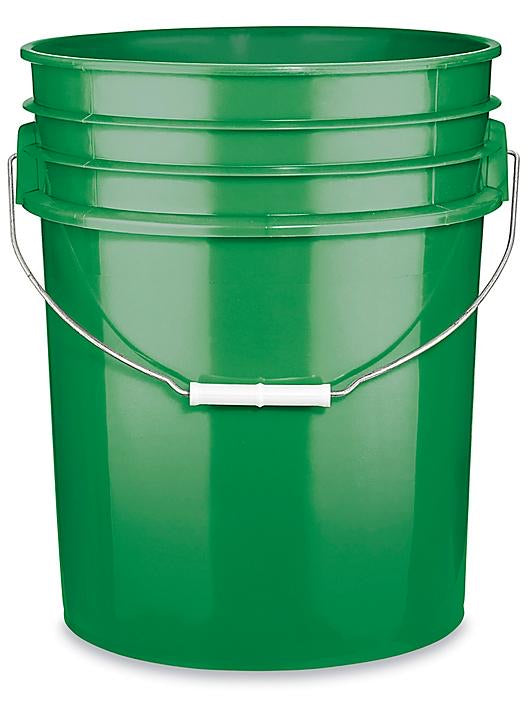 Plastic Bucket - 5 Gallon, Green W/Lid