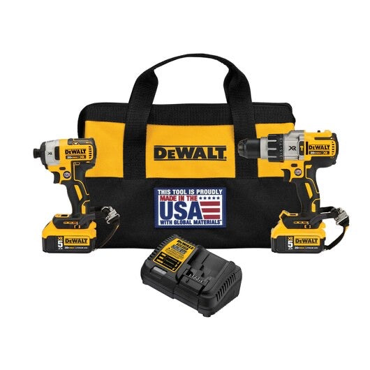 Dewalt 20V MAX* XR Hammer Drill/Impact Driver Combo Kit With Lanyard Ready Attachment Points